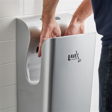 lavex janitorial silver high speed vertical hand dryer  hepa filtration