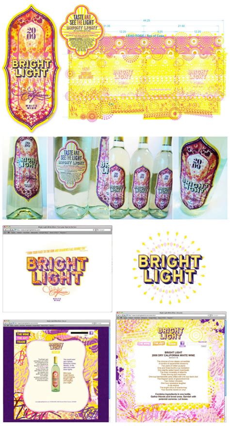 bright light wine label  full branding  andrea von bujdoss  coroflotcom