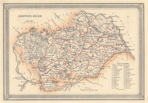 decorative antique county map  berwickshire scotland fullarton