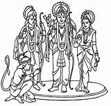 Rama Sita Hanuman Diwali Darbar Laxman Maa Coloringhome Devi Durga sketch template