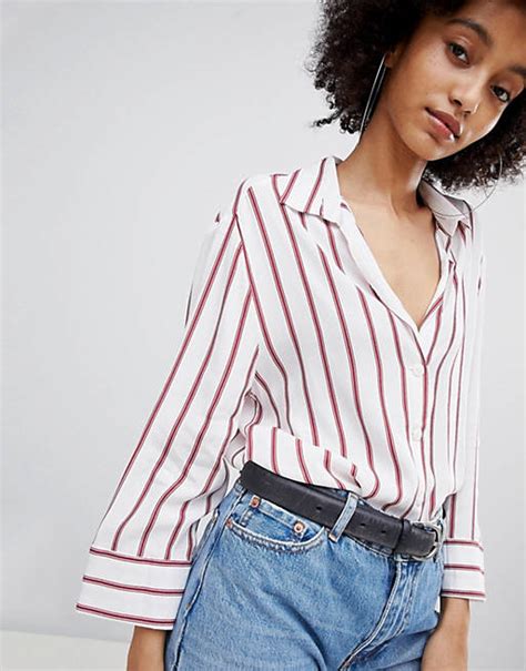 bershka stripe blouse asos