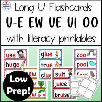 ew ue ui oo long  vowel teams flashcards printables literacy centers