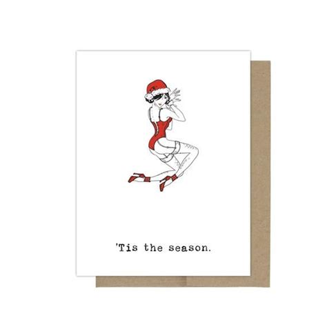 tis the season christmas card naughty santa girl card etsy in 2021