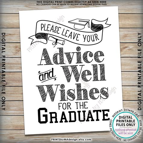 graduation sign  leave  advice   wishes