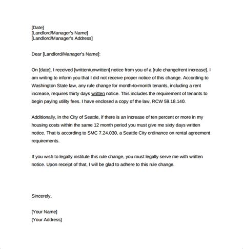 rent increase letter    documents   word