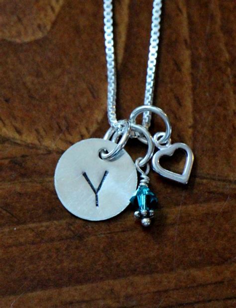 initial heart birthstone necklace kandsimpressions