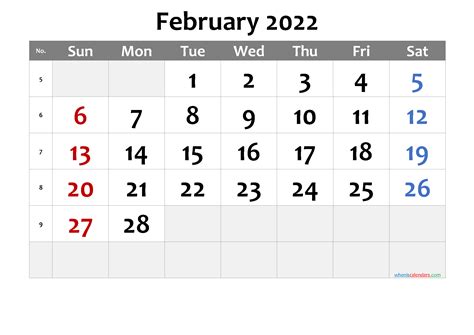 printable february  calendar premium