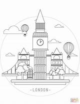 Kolorowanka Londyn Wydruku Brytanii Wielkiej Britain Londen Simboli Supercoloring Sui Londra Kleurplaten sketch template