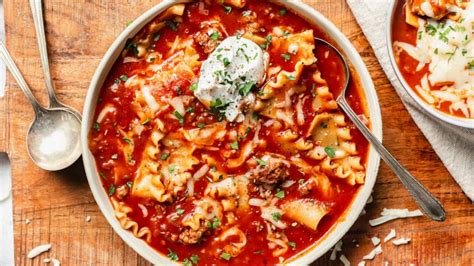 lasagna soup is the perfect fall and winter recipe good morning america
