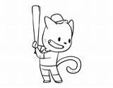 Coloring Hitter Cat Baseball Coloringcrew Pages sketch template