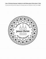 Jesus Christ Church Belong Badge Am Primary Printable Latter Saints Christian sketch template