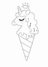 Licorne Glace Cornet Creme Cone Sorvetes Unicornio Coloring1 sketch template