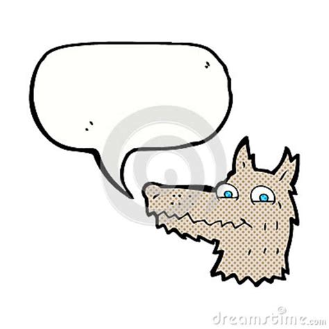 Cartoon Wolf Head With Speech Bubble Stock Illustration