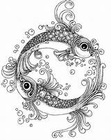 Drawing Coloring Pages Zentangle Fish Adult Mandala Zentangles Patterns Books Printed Koi Visit Designs Tangle Pointillism Tattoo Drawings Contour Getdrawings sketch template