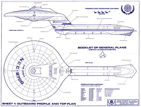 star trek blueprints joshua class starship federation command cruiser