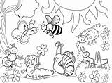 Coloring Insect Pages Garden sketch template