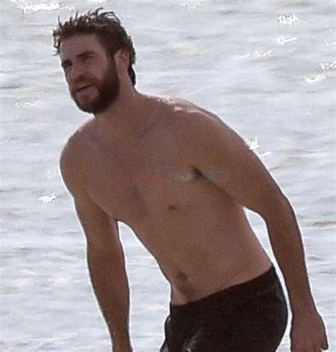 Shirtless Liam Hemsworth On The Beach On Tybee Island In