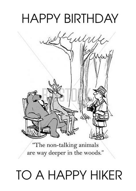 happy birthday humorous hiker   woods cartoon card ad affiliate humorous birthday
