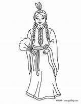 Indienne Ausmalen Apache Princesse Colorier Commanche Prinzessin Hellokids Prinzessinnen sketch template