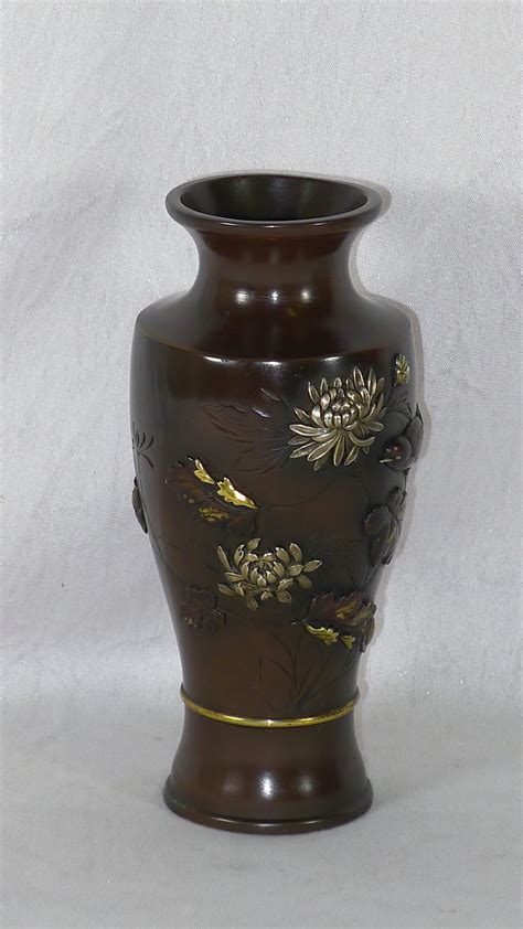 antiques atlas pair  century japanese bronze vases