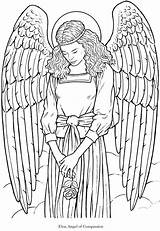 Coloring Angel Pages Adult Guardian Angels Adults Seraphim Colouring Printable Wings Sheets Book Kids Print Dover Color Publications Coloriage Compassion sketch template