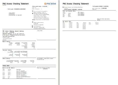 usa pnc bank statement template  word   format  pages editi