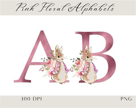 flopsy bunny letter png pink floral alphabet png foiled letter clip art peter rabbit clip art