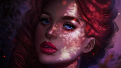 red head girl portrait face closeup wallpaper hd fantasy girls