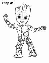 Groot Coloring Baby Marvel Pages Draw Printable Galaxy Guardians Sketch Drawing Template Little Step Pen Am Body Choose Board Easydrawingtutorials sketch template