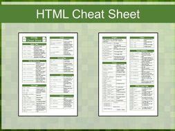 html code cheat sheet teaching resources