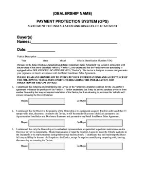 vehicle purchase agreement  monthly payments template