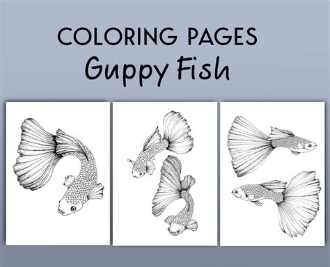 coloring page guppy fish etsy