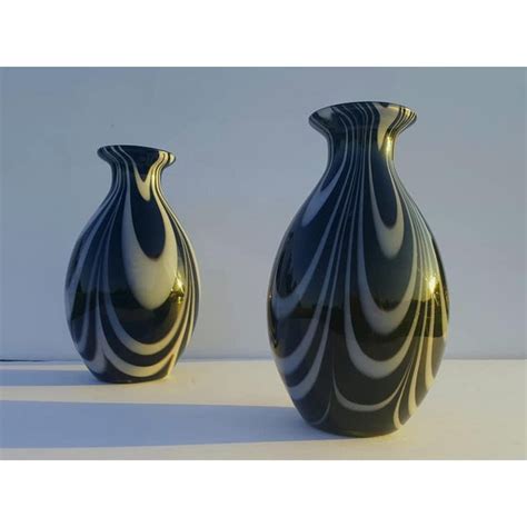 Black And White Murano Blown Glass Vase A Pair Chairish