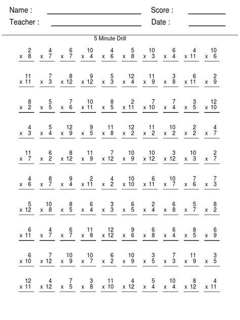 worksheet  minute multiplication drill grass fedjp worksheet study site