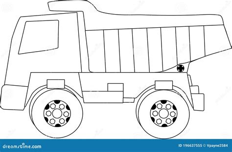 illustrated dump truck coloring page outline  kids black  white