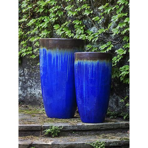 Bronze Blue Tall Short Ceramic Planters Kinsey Garden Decor