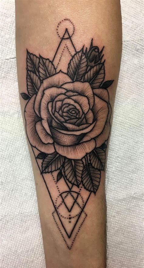 geometric rose tattoo  javi campos ink bomb chandler