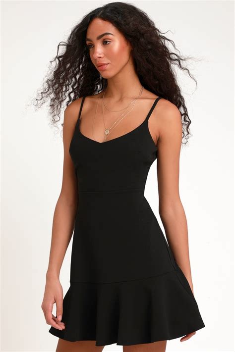 Cute Black Mini Dress Little Black Dress Fit And Fare Dress Lulus