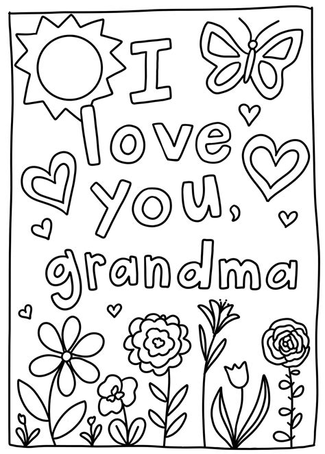 love  grandma card grandmother card coloring card  etsy