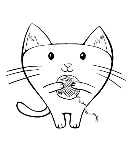 coloring page cat  yarn cat  falling asleep  play