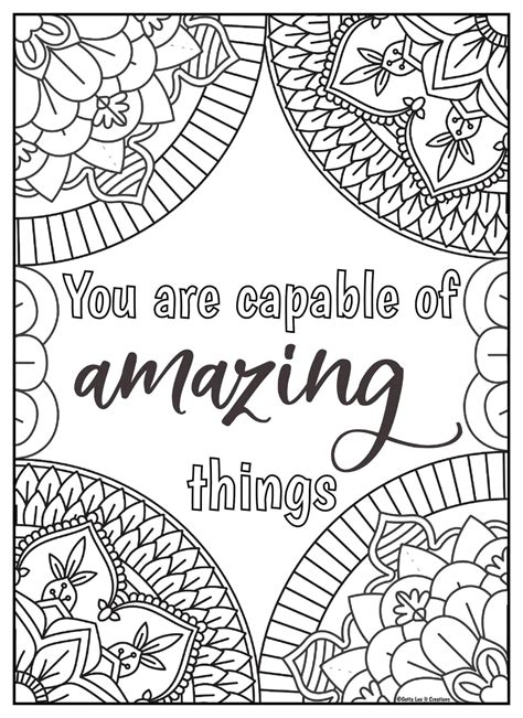 mandala motivational coloring pages  quote coloring pages