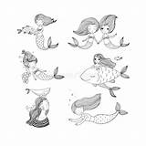 Sirene Marino Fumetto Sveglie Tema Sirens Mermaids sketch template