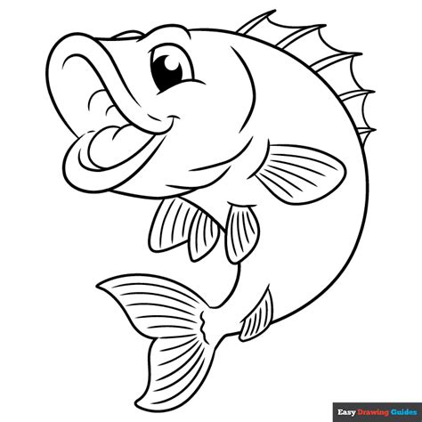 bass coloring page easy drawing guides