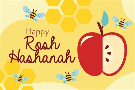 happy rosh hashanah celebration  bees  apple  vector art