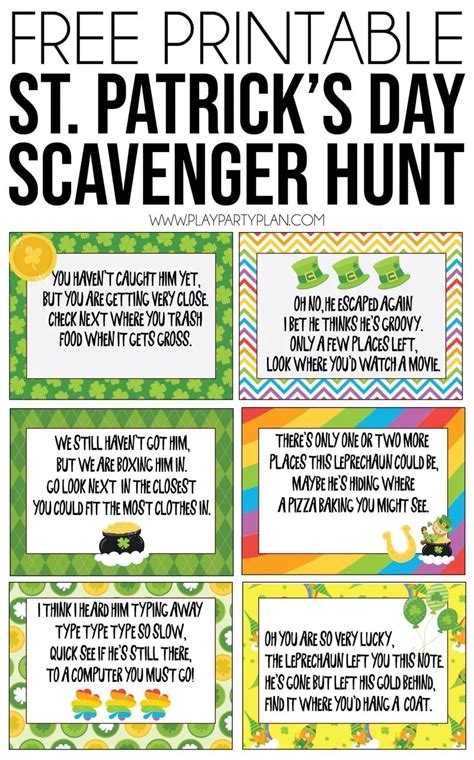 printable st patricks day scavenger hunt riddles play party plan