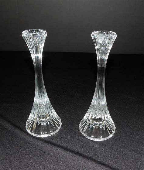 pair  beautiful  lead crystal candle holders etsy