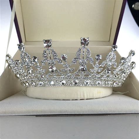 princess bridal rhinestone crystal hair tiara wedding crown veil
