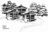 Chalet Drawing Colour Drawings sketch template