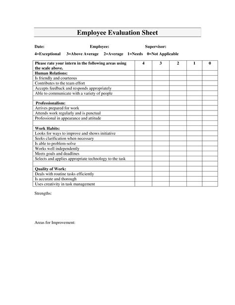 libreng employee evaluation sheet