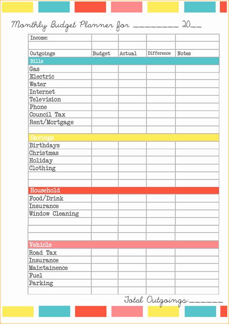 monthly bill schedule template  calendar printable